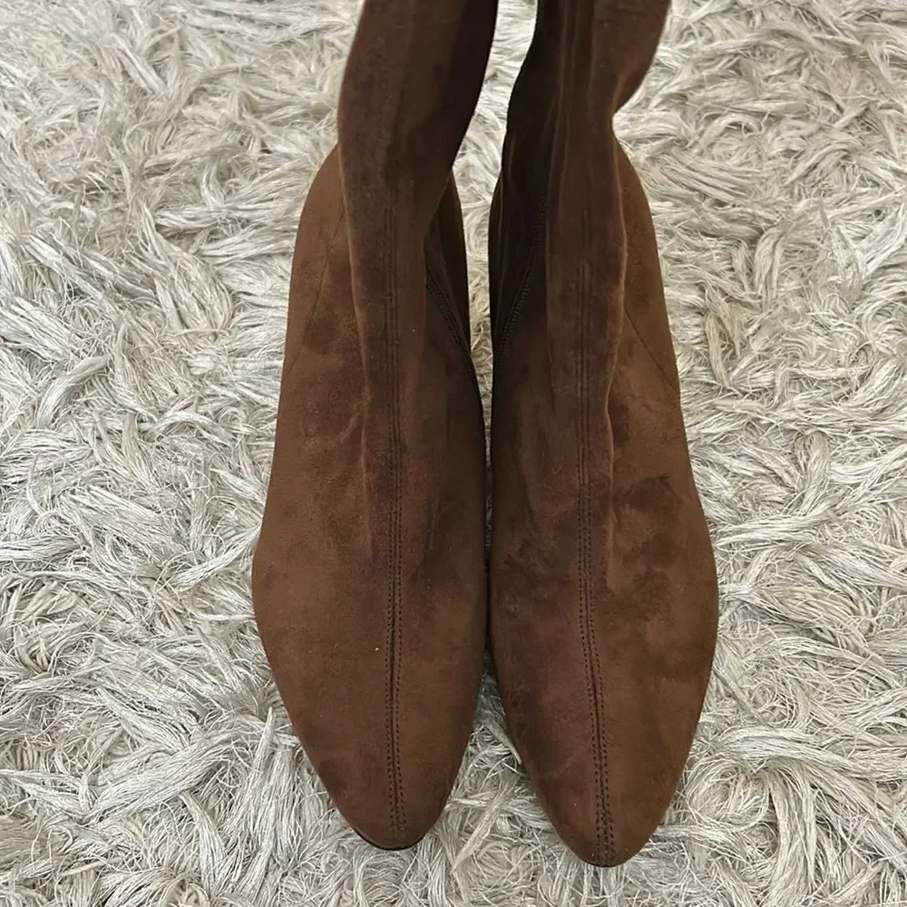 NWOB Jeffrey Campbell Parisah-2 Over The Knee Heeled Boots Brown Suede Sz 9